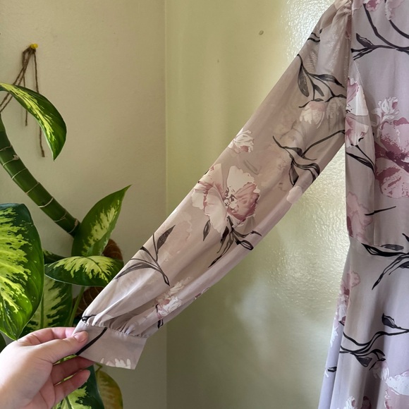 Lulus | Loving You Dusty Purple Floral Print Long Sleeve Wrap Maxi Dress - Picture 5 of 8